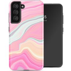 Selencia Vivid Back Cover Samsung Galaxy S21 FE - Pastel Lipstick Marble