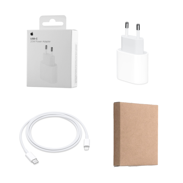 Apple Original USB-C Power Adapter 20 Watt + Original USB-C auf USB-C Ladekabel - 1 Meter - Weiß