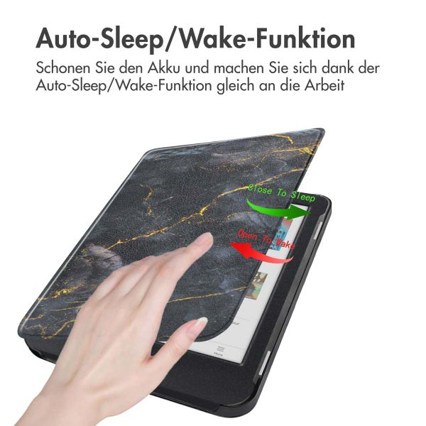 imoshion Design Slim Hard Case Sleepcover für das Kobo Clara Colour / Kobo Clara BW - Black Marble