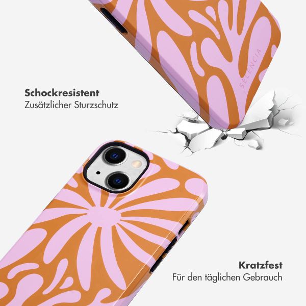 Selencia Vivid Tough Back Cover für das iPhone 14 - Modern Bloom Pink