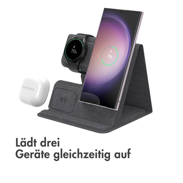 imoshion 3-in-1 Faltbares kabelloses Ladegerät Samsung - Galaxy Phone / Galaxy Buds / Galaxy Watch - Grau
