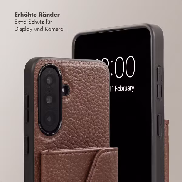 Selencia Sera HandyHülle mit Kordel und Umschlag-Kartenhalter Samsung Galaxy A37 (5G) - Chocolate Brown