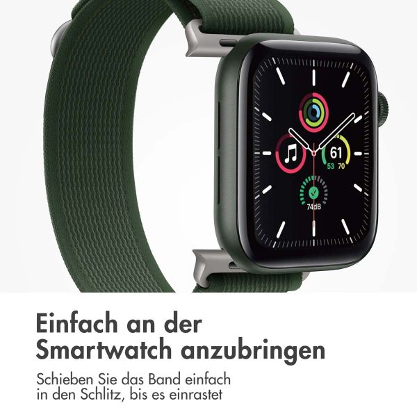 imoshion Nylon Trail Armband für das  Apple Watch Series 1 t/m 11 / SE / Ultra (44/45/46/49 mm) - Legergroen