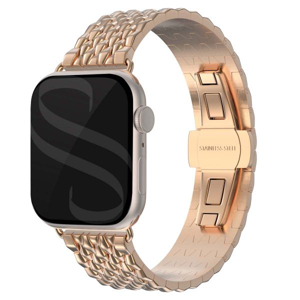 Selencia Drachenarmband aus Stahl für die Apple Watch Series 1 bis 10 / SE / Ultra (2) (44/45/46/49 mm) - Roségold