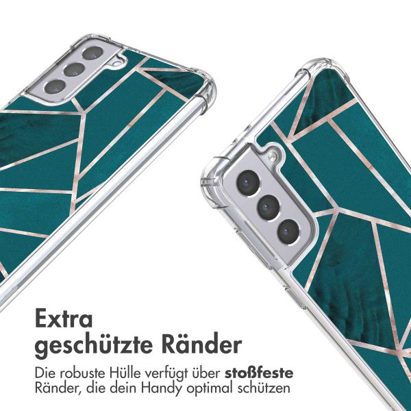 imoshion Design Hülle mit Band für das Samsung Galaxy S21 - Petrol Green Graphic