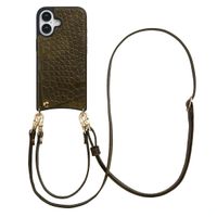 Selencia Nova Croco HandyHülle mit Kordel und Kartenhalter Apple iPhone 16 - Dark Olive