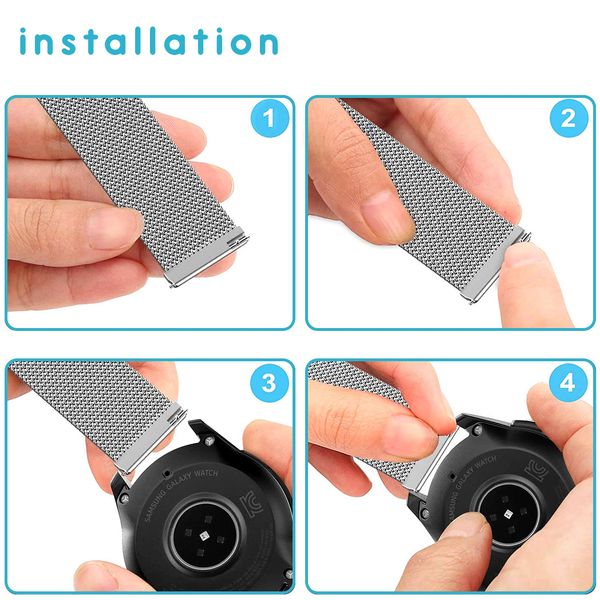 imoshion Magnetisches Milanaise Armband für Samsung Galaxy Watch 4 / 5 / 6 / 7 / FE (20 mm) - Silber