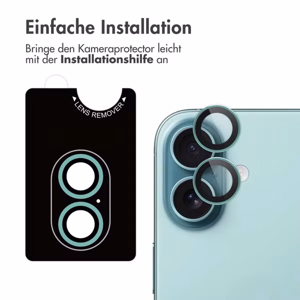 imoshion 2er-Pack Objektivschutz für Kamera für das Apple iPhone 16 / 16 Plus - Teal