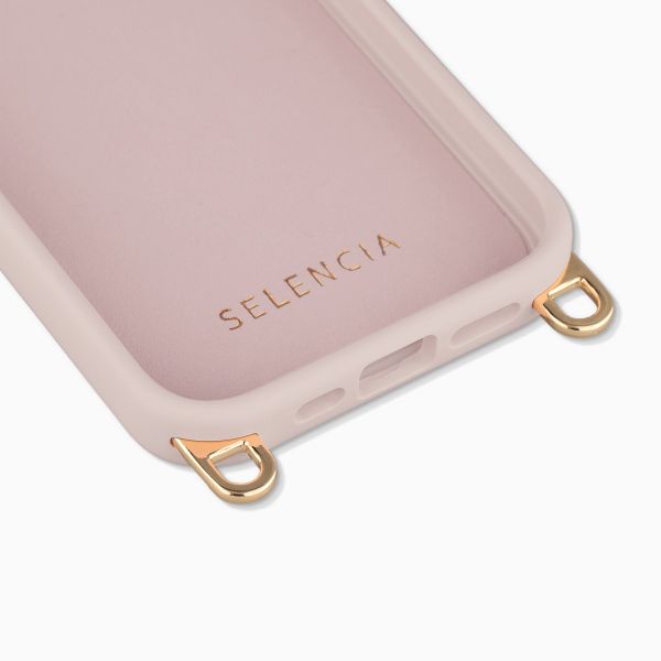 Selencia Rivièra MagSafe Backcover mit abnehmbaren Haken für das Apple iPhone 17e / 16e - Sorbet Pink + Chain Charm - Silver