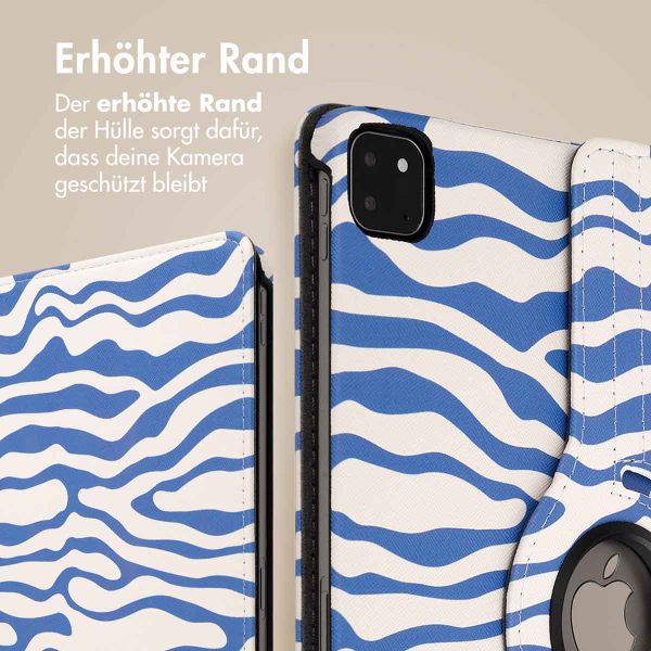 imoshion 360° drehbare Design Klapphülle für das iPad Pro 12.9 (2018 / 2020 / 2021 / 2022) - White Blue Stripes