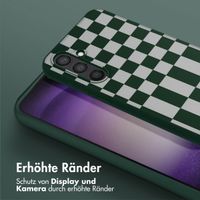 Selencia SilikonHülle design mit abnehmbarem Band Samsung Galaxy S23 FE - Irregular Check Green