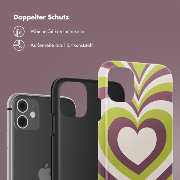 Selencia Vivid Backcover iPhone 11 - Double Hearts Plum Fern