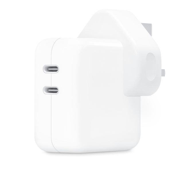 Apple Netzteil mit zwei USB-C-Anschlüssen - 35 W - Typ G - Stecker für das Vereinigte Königreich - Weiß