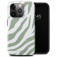 Selencia Vivid Back Cover Apple iPhone 15 Pro - Colorful Zebra Sage Green