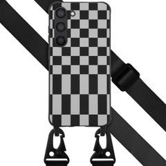 Selencia SilikonHülle design mit abnehmbarem Band Samsung Galaxy S23 - Irregular Check Black