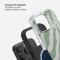 Selencia Vivid Tough Back Cover MagSafe für das iPhone 16 Pro - Colorful Zebra Sage Green