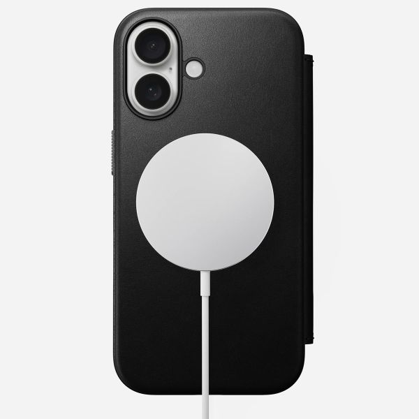 Nomad Modern Leather Folio Klapphülle Apple iPhone 16 - Schwarz