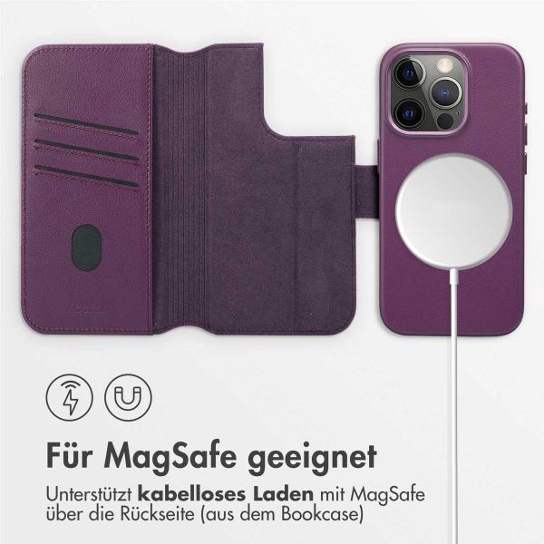 Accezz 2-in-1 Klapphülle aus Leder mit MagSafe für das iPhone 15 Pro - Heath Purple