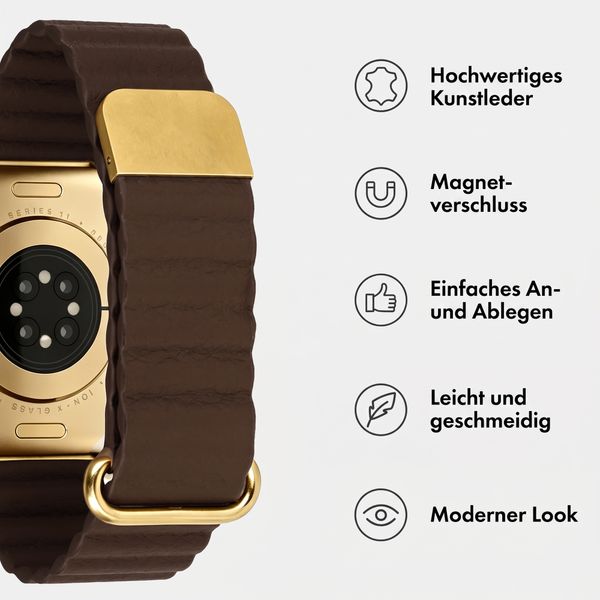 imoshion Magnetisches Kunstlederarmband für Apple Watch | 38/40/41/42 mm - Braun