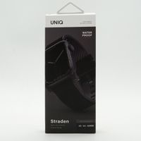 Uniq Straden Wasserdichtes Lederarmband für die Apple Watch Series 1 bis 10 / SE / Ultra (2) (44/45/46/49 mm) - Mitternachtsschwarz