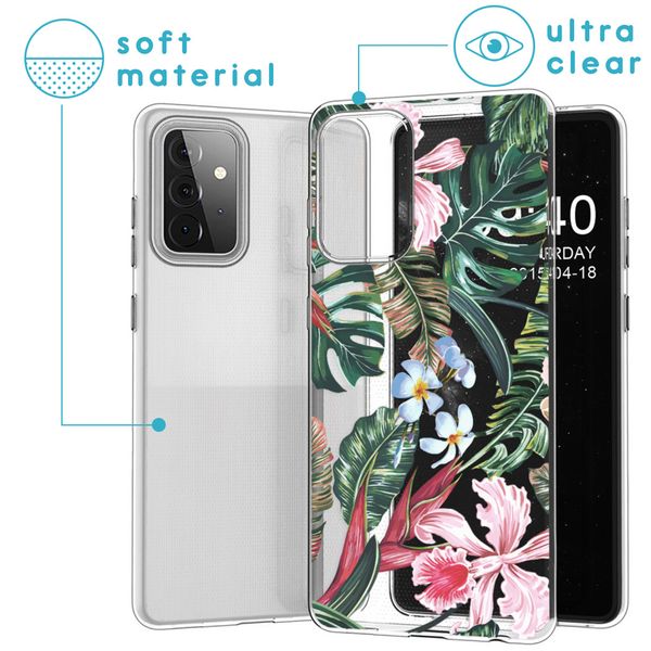 imoshion Design Hülle Samsung Galaxy A72 - Dschungel - Grün / Rosa