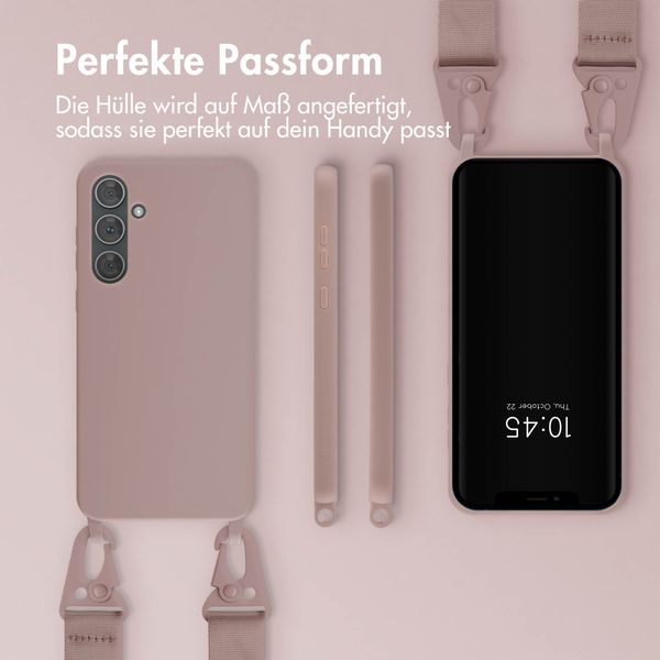 Selencia SilikonHülle mit abnehmbarem Band Samsung Galaxy A35 - Sand Pink