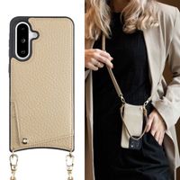 Selencia Nova Back Cover mit Kordel und Kartenhalter für das Samsung Galaxy A36 / A56 - Beige