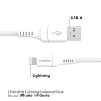 imoshion ﻿Lightning- auf USB-Kabel – nicht MFi-zertifiziert – Geflochtenes Gewebe – 0,25 m – Weiß