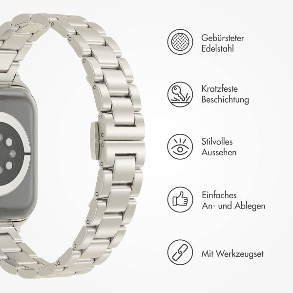 Selencia Slim Stahlgliederarmband für das  Apple Watch Series 1 t/m 9 / SE (38/40/41 mm) | Series 10 / 11 (42 mm) - Polarstern
