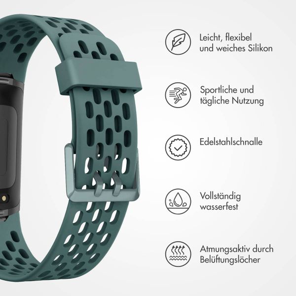 imoshion Silikon Sportarmband mit Löchern für die Fitbit Charge 5 / Charge 6 - Grün