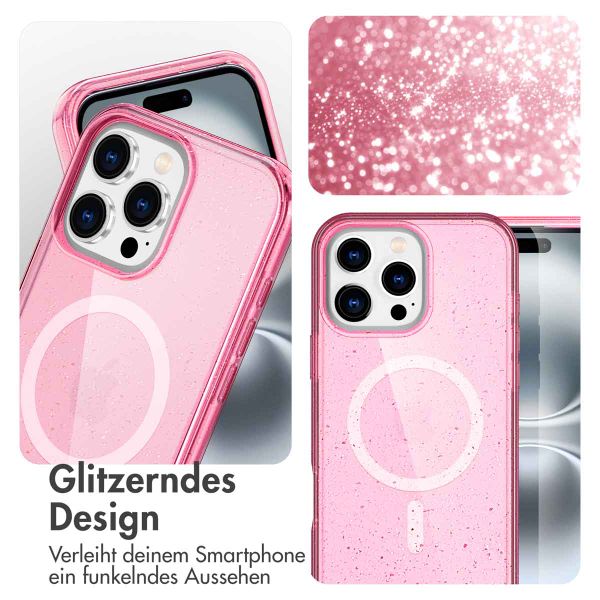 imoshion Sparkle Back Cover mit MagSafe Apple iPhone 16 Pro - Glitzer Rosa
