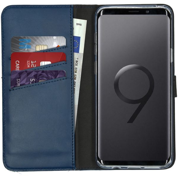 Selencia Echtleder Klapphülle Blau für Samsung Galaxy S9 Plus