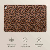 Selencia Sabi Klapphülle mit Leopardenmuster Apple iPad 11 (2025) 11 Zoll A16 / iPad 10 (2022) 10.9 Zoll - Mocha Brown