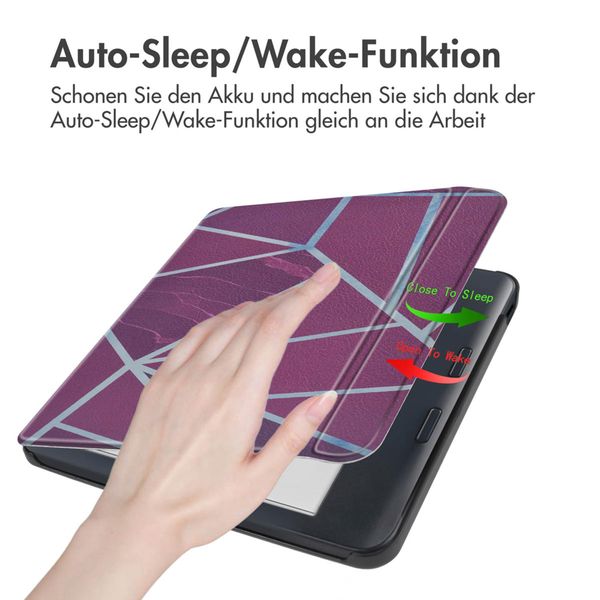 imoshion Design Slim Hard Case Sleepcover mit Stand Kobo Libra Colour - Bordeaux Graphic