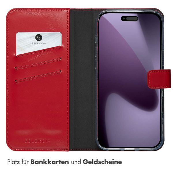 Selencia Echtleder Klapphülle Apple iPhone 17 Pro Max - Rot