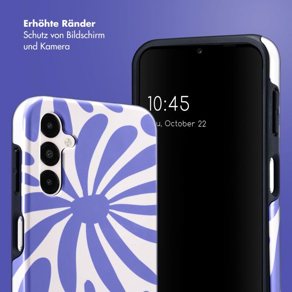 Selencia Vivid Tough Back Cover für das Samsung Galaxy A14 (5G/4G) - Modern Bloom Sapphire Blue