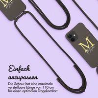 Personalisierte Color Backcover MagSafe mit abtrennbarem Band und Buchstaben für iPhone 12 Pro - Black Coffee