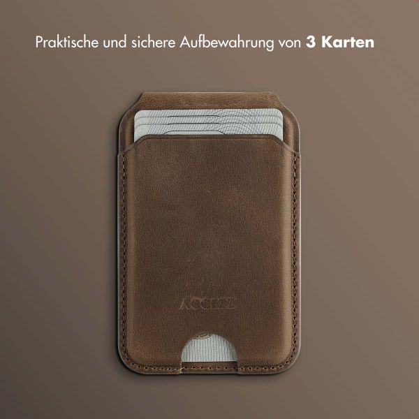Accezz Vintage Leder MagSafe Kartenhalter mit Ständer - Rustic Brown