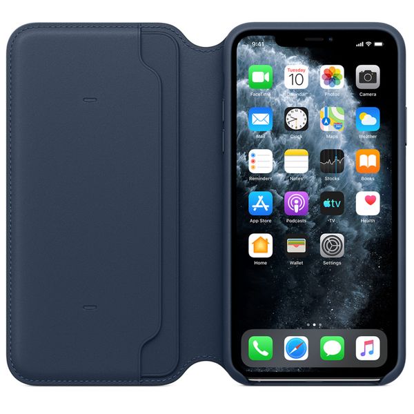 Apple Leather Folio Klapphülle Apple iPhone 11 Pro Max - Deep Sea Blue