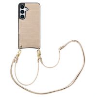 Selencia Nova Croco Handyhülle mit Kordel und Kartenhalter Samsung Galaxy S25 - Beige
