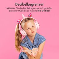 imoshion Kids Unicorn LED Light Bluetooth Kopfhörer - Kinderkopfhörer mit Dezibelbegrenzer - Drahtloser Kopfhörer + AUX-Kabel - Pink / Hot Pink