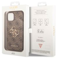 Guess 4G Metal Logo Back Cover für das iPhone 15 - Braun