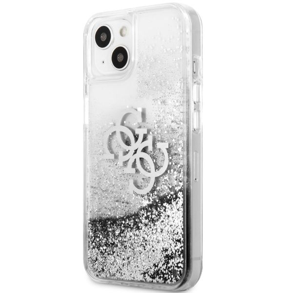 Guess 4G Logo Liquid Glitter Back Cover für das iPhone 13 - Silver