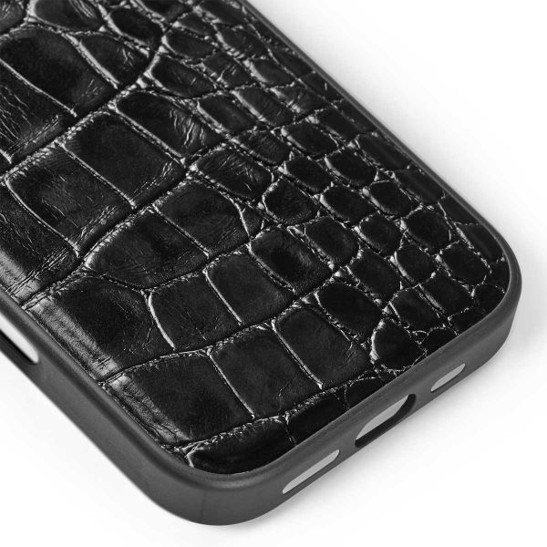 iDeal of Sweden Vegan Leather Back Cover für das iPhone 16 Pro - Black Croco