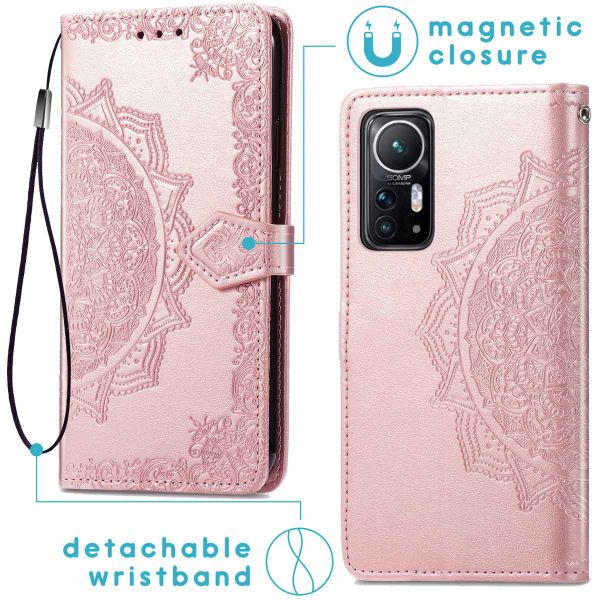 imoshion Mandala Klapphülle für das Xiaomi 12 / 12X - Rose Gold