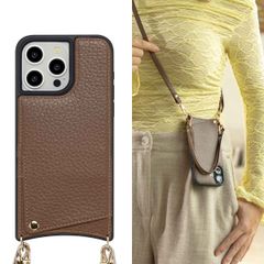 Selencia Nova HandyHülle mit Kordel und Kartenhalter Apple iPhone 15 Pro Max - Mocha Brown