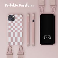 Selencia SilikonHülle design mit abnehmbarem Band Apple iPhone 13 - Irregular Check Sand Pink