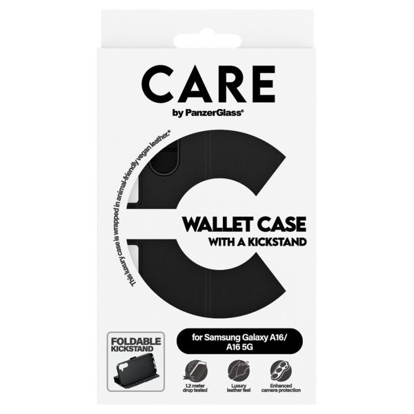 CARE by PanzerGlass Feature Wallet Case w. Kickstand für das Samsung Galaxy A16 (5G) - Schwarz