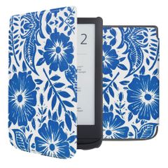 imoshion Design Slim Hard Case Klapphülle Pocketbook Touch Lux 5 / HD 3 / Basic Lux 4 / Vivlio Lux 5 - Flower Tile