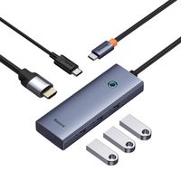 Baseus UltraJoy 5-in-1 USB-C Hub - 4K 30Hz - 100 Watt Aufladen - Dockingstation - Space Grey